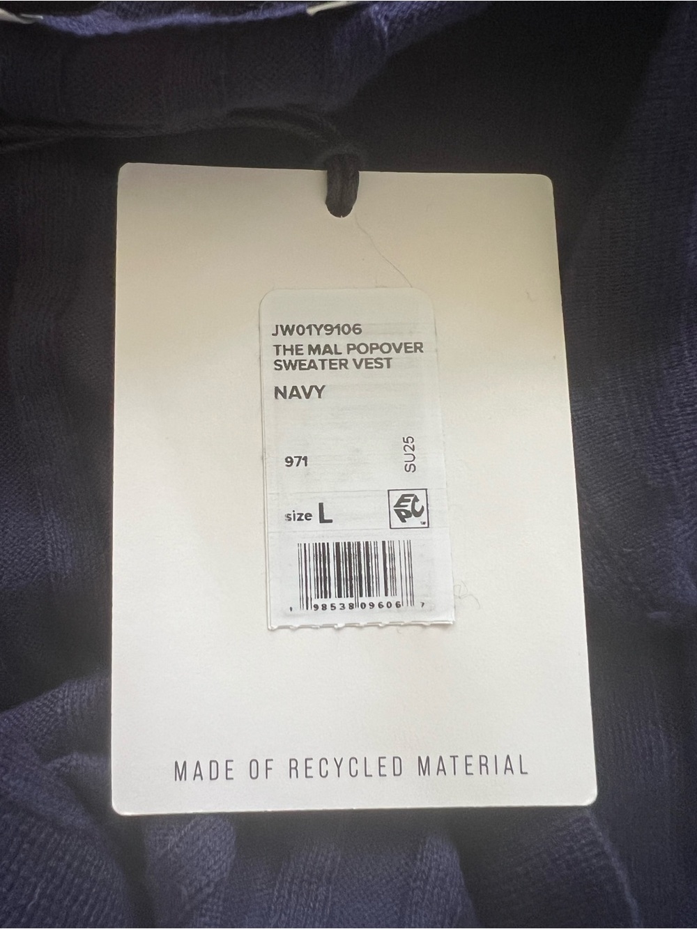 NWT Joe’s Jeans Navy Mal Popover Sweater Vest - Picture 6 of 7